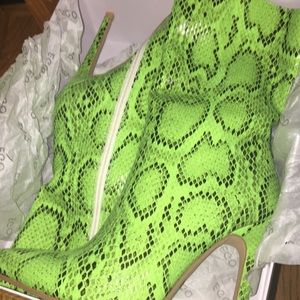 Snakeskin heel boots